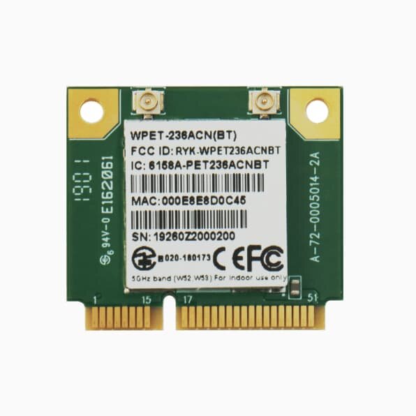 Sparklan - WPET-236ACN-BT - 802.11ac/a/b/g/n Wi-Fi+Bluetooth Half Mini PCIe Modul (WiFi 5), Realtek RTL8822BU-CG, 2T2R