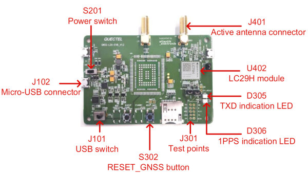 Quectel - LC79HALEK Entwicklungsboard f&uuml;r ultrakompaktes Dual-Band GNSS Modul LC79H