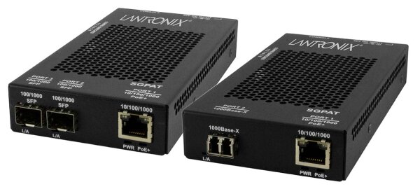 Lantronix - SGPAT1040-105-EU - Stand-alone Fast &amp; Gigabit Ethernet PoE / PoE+ Media Converter